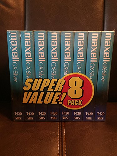 Maxell T120GX VHS Cassette Standard Grade (6 Hour, 8 Pack) - 214150