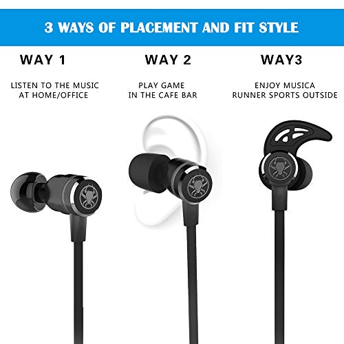 KEKU Wired Gaming Headset with Noise Reduction, Stereo Bass and Microphone (3.5mm, HiFi, Black) for Laptops and Mobile Phones, Includes Extension Cable and PC Adapter