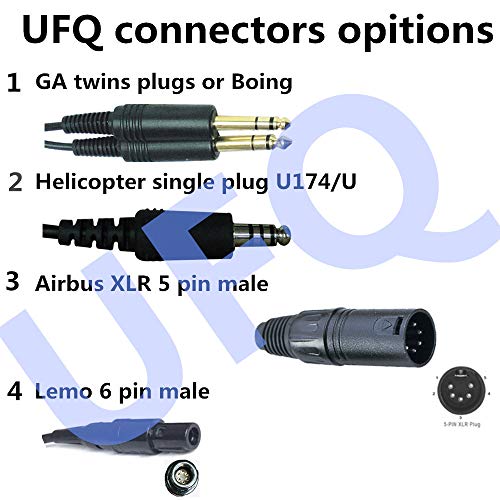 UFQ ANR L2 Hi-Lite Aviation Headset (Compare to XXXX Proxxxxxt) - 175g, Clear Communication, Great Sound Quality for Music with MP3 Input