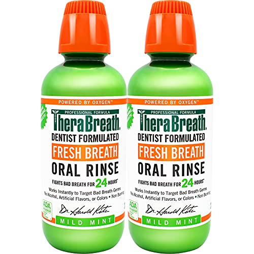 TheraBreath Fresh Breath Dentist Formulated 24-Hour Oral Rinse, Mild Mint, 16 fl. oz (2 Pack)