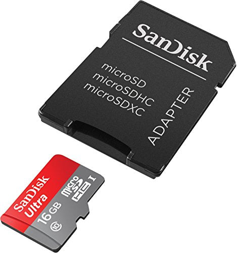 SanDisk Ultra 16GB Micro SDHC UHS-I/Class 10 Memory Card with Adapter (SDSQUNC-016G-GN6MA)