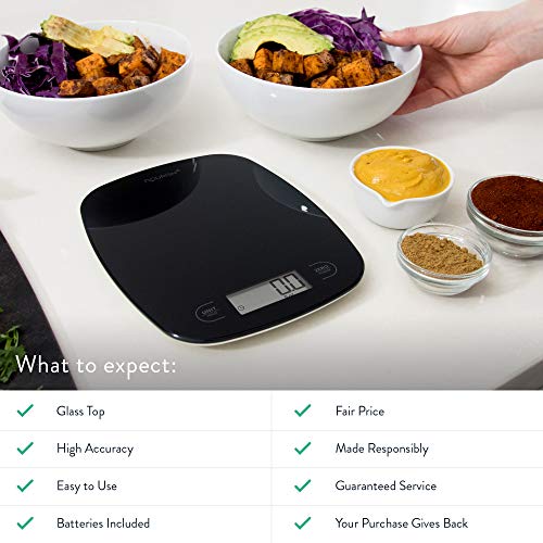 Digital Kitchen Scale with Weight in Grams and Ounces (Black Glass)