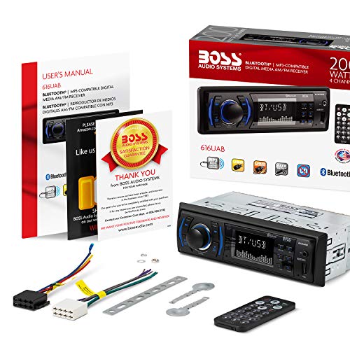 BOSS Audio Systems 616UAB Single-Din Car Stereo with LCD, Bluetooth Audio & Hands-Free Calling, Microphone, MP3/USB Inputs and AM/FM Radio (Bluetooth/Microphone/Radio/MP3/USB)