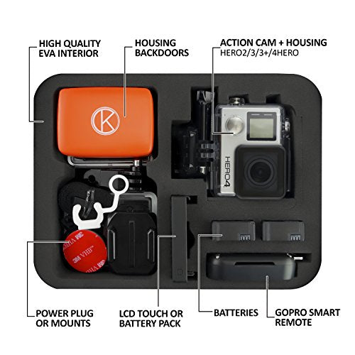CamKix Carrying Case for GoPro Hero 4 (Black, Silver, Hero+ LCD, 3+, 3, 2) and Accessories – Travel/Home Storage – Complete Protection + Cleaning Cloth