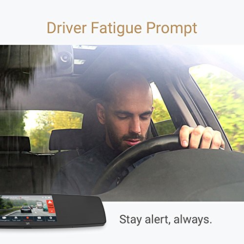 YI Mirror Dash Cam Dual Dashboard Camera Recorder (with Touch Screen, Mobile App, HD Camera, G-Sensor, Reverse Monitor, Loop Recording)