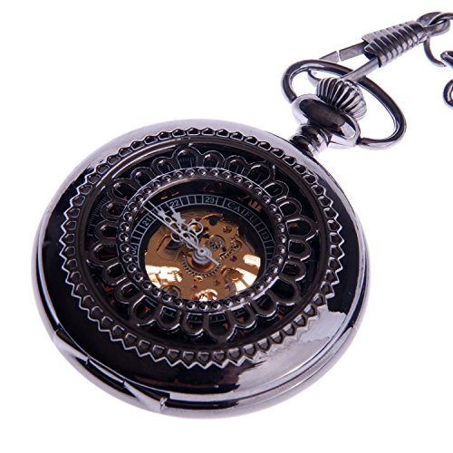 ShoppeWatch Men's Mechanical Pocket Watch with Chain (PW33)