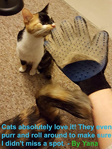 Pet Grooming Glove [1 Pack] - Blue - Right-Hand - Five-Finger Design - Removes Pet Hair Quickly and Easily - Suitable for Dogs & Cats with Long & Short Fur