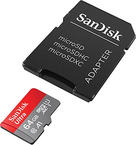 SanDisk 64GB Ultra MicroSDXC Memory Card, UHS-I, 100MB/s Transfer Speed, C10, U1, Full HD & A1 Compatible, Includes Adapter (SDSQUAR-064G-GN6MA)