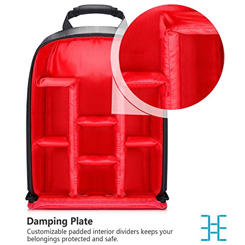 Neewer Waterproof Shockproof Camera Case Backpack (Red Interior) for Canon, Nikon, Sony, Olympus, Pentax, Mirrorless Cameras, Lenses, Batteries, Chargers, Cables and More - 12.2x5.5x14.6in