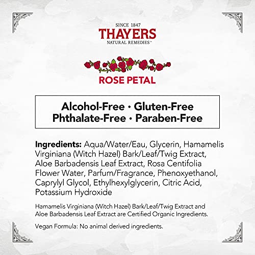Thayers Alcohol-Free Rose Petal Witch Hazel Facial Toner with Aloe Vera, 12 fl oz (AFRPWHFTWAVF)