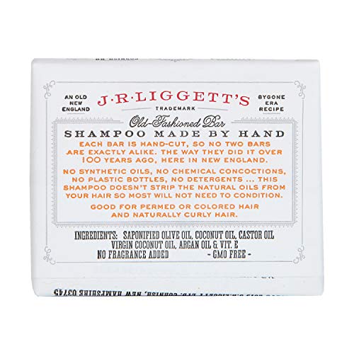 J·R·LIGGETT's All-Natural Shampoo Bar with Virgin Coconut & Argan Oil (3.5 Oz), Detergent & Sulfate-Free to Support Strong & Healthy Hair - With Antioxidants & Vitamins to Nourish Follicles.