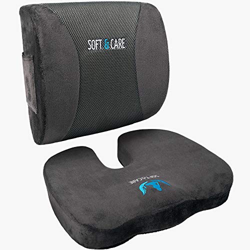 SOFTaCARE Dark Grey Seat Cushion [Set of 2] - Memory Foam Coccyx Orthopedic and Lumbar Support Pillow (2 Count)