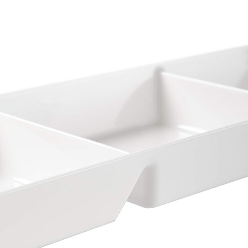 Avant 15-Inch x 5-Inch Plastic 3-Section Tray (Set of 4, White)