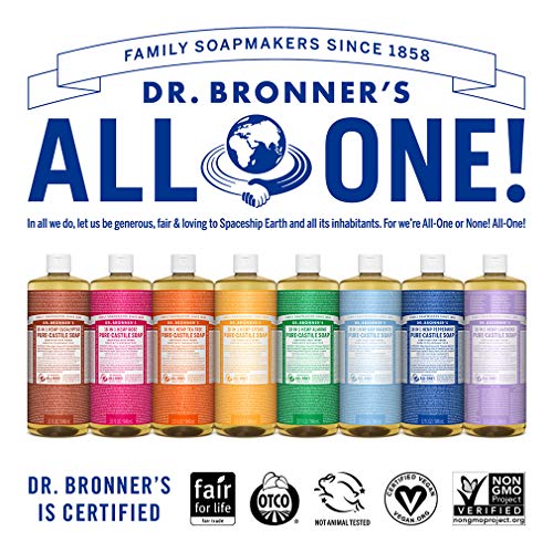 Dr. Bronner's Pure-Castile Lavender Liquid Soap (32oz) - Made with Organic Oils, 18-in-1 Uses: Face, Body, Hair, Laundry, Pets, Dishes, Concentrated, Vegan, Non-GMO
