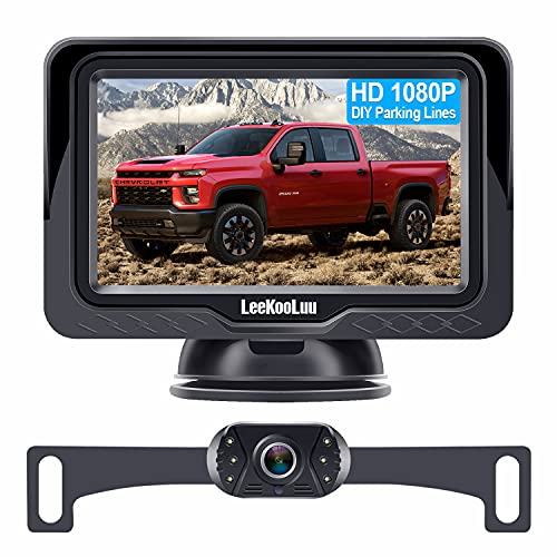 LeeKooLuu LK3 HD 1080P Backup Camera Kit with Monitor for Cars, Trucks, Vans and Campers (OEM Driving, Hitch Rear/Front View Observation System, Super Night Vision, Waterproof, DIY Grid Lines)
