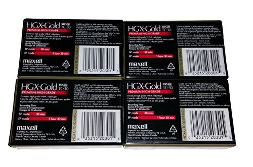 Maxell VHS-C TC-30 HGX Gold Blank Cassettes (4-Pack)