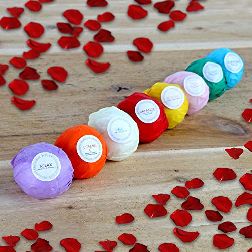 HanZá 8-Piece Bath Bomb Gift Set (Vegan) - Comforting Spa Fizzies for Women and Girls - Perfect for Adding to Bath Bubbles, Beads, Pearls and Flakes.