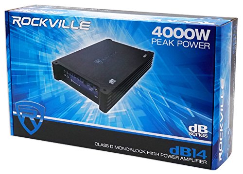 Rockville dB14 Mono Car Audio Amplifier [4000W Peak/1000W RMS; 2 Ohm]