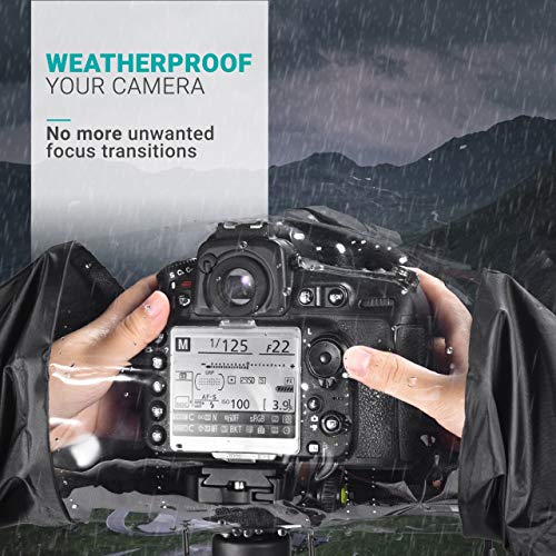 Movo Waterproof Camera Rain Cover with Hand Sleeves (CRC01) for Canon EOS, Nikon, Sony, Olympus, Pentax and Panasonic DSLR Cameras
