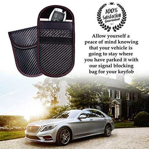 TICONN Faraday Cage Key Fob Protectors (2 Pack) - Carbon Fiber Texture, RFID Signal Blocking
