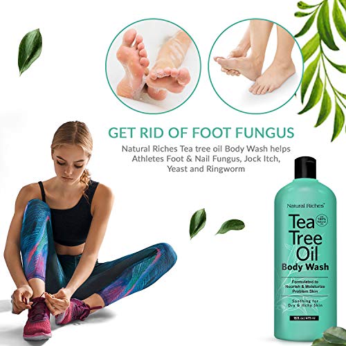 Natural Riches Extra Strength Tea Tree Oil Skin Clearing Body & Hand Wash (16 Fl Oz) With Eucalyptus & Peppermint Oils for Skin & Hair.