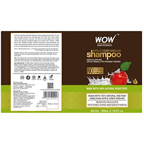 Wow Apple Cider Vinegar Shampoo & Hair Conditioner (Set of 2 x 16.9oz/500mL) for Gloss, Hydration & Shine - No Parabens/Sulfates - All Hair Types