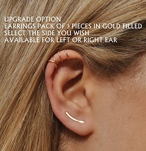 Set of 2 Gold Filled 20 Gauge Ear Cuffs (No Piercing Necessary): Criss Cross, Double & Simple Styles