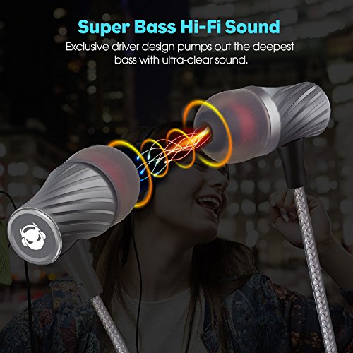 Noise Isolating MINDBEAST Super Bass Earbuds with Microphone (90% Reduction) and Case for Apple, Samsung, Sony, Xbox - Amazing Sound Effects & Gaming Experience for All.