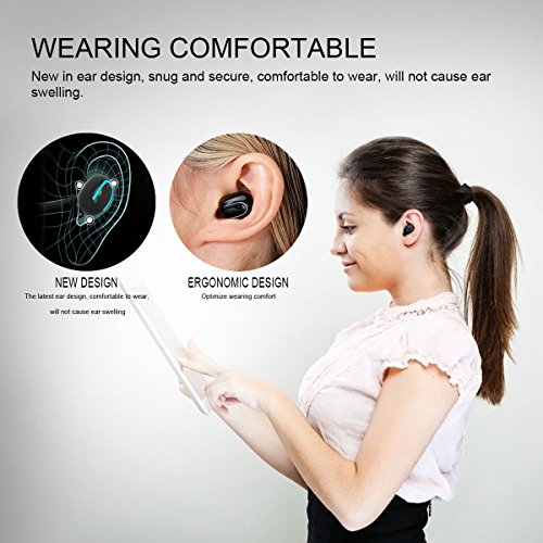 Kissral Wireless Sport Bluetooth Headphone with 8 Hour Talk Time, HD Microphone and One Piece Design - Black (Model: Headset)
