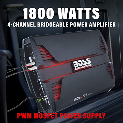 BOSS Audio Systems PF1800 4-Channel Car Amplifier (1800 Watts, Class A-B, 2-4 Ohm Stable)