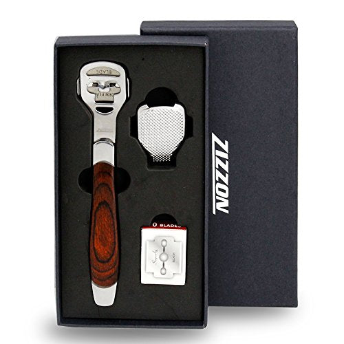 ZIZZON Foot Care Pedicure Callus Remover with Wood Handle and 10 Blades