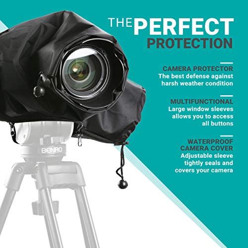 Movo Waterproof Camera Rain Cover with Hand Sleeves (CRC01) for Canon EOS, Nikon, Sony, Olympus, Pentax and Panasonic DSLR Cameras