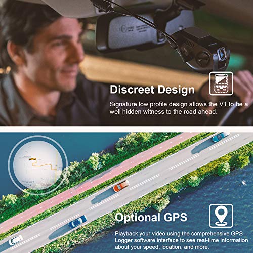 Rexing V1 4K Ultra HD Car Dash Cam with 2.4" LCD Screen, Wi-Fi, 170° Wide Angle, G-Sensor, WDR, Loop Recording, Supercapacitor, Mobile App (256GB Supported)