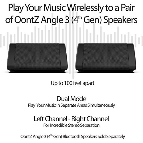 OontZ Angle 3 Portable Bluetooth Speaker, Wireless Range 100ft, Crystal Clear Stereo & Rich Bass, IPX5, with Microphone (Black)