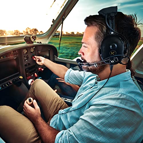 KORE Aviation P1 Headset for Pilots | 24dB Passive Noise Reduction, Noise-Cancelling Mic, Acoustic Foam Ear Cups, AUX Audio Input (for MP3) & 2x GA Plugs