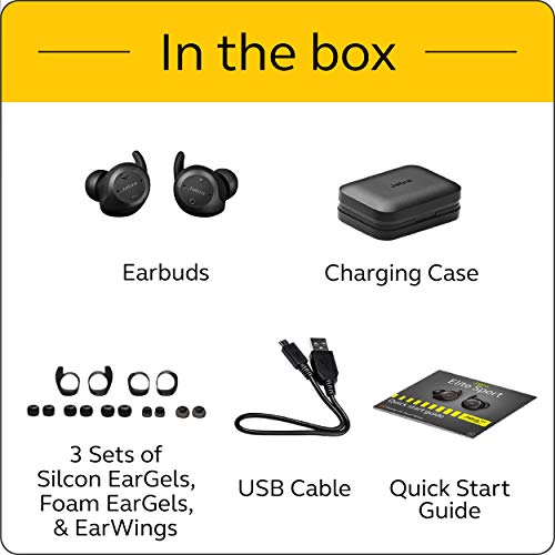 Jabra Elite Sport True Wireless Earbuds: Waterproof Running/Fitness with Heart Rate and Activity Tracker, Bluetooth and Charging Case [Model