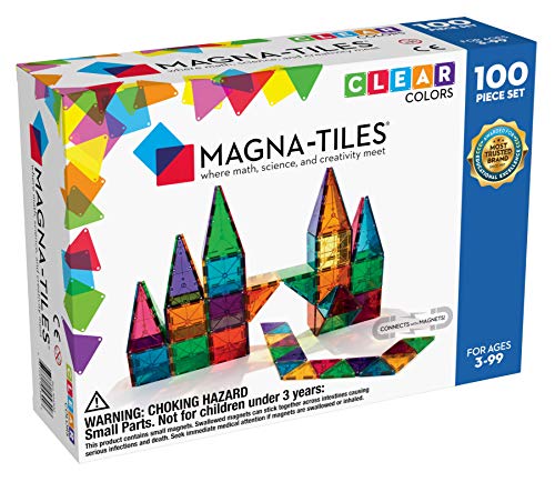 Magna-Tiles 100pc Clear Colors Building Set (3+ Years)