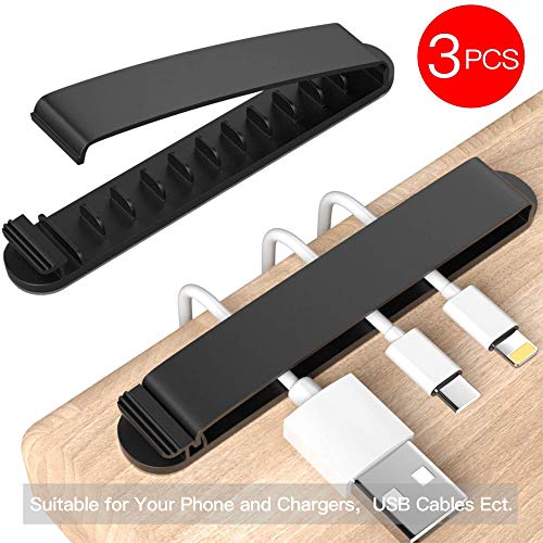 PZOZ Self Adhesive Cable Clips, 3 Pack (Black) for Home and Office Desk Cable Management