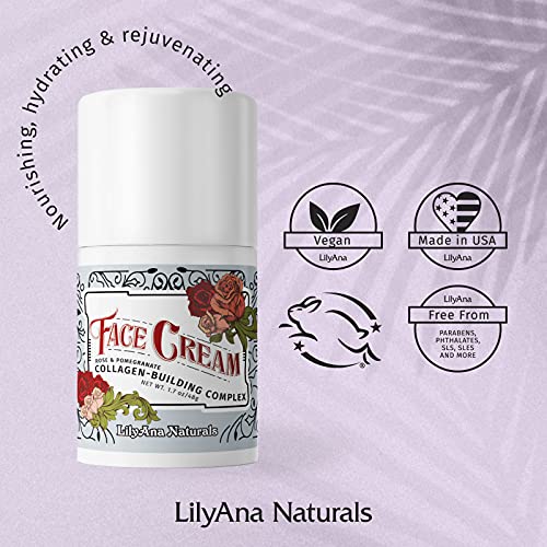 LilyAna Naturals Face Moisturizer (1.7oz), for Women & Men. Anti-Aging, Dry Skin & Dark Spot Brightening, with Rose & Pomegranate Extracts. Made in USA.