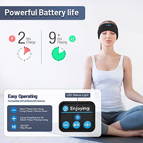 Lavince Sleep Headphones Wireless Sports Headband with Ultra-Thin HD Stereo Speakers [Bluetooth, Perfect for Workout, Jogging, Yoga, Insomnia, Side Sleepers, Air Travel, Meditation]