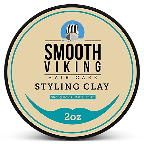 Smooth Viking Hair Clay Pomade for Men (2 oz) - Matte Finish, Strong Hold, Non-Greasy, Shine-Free & Mineral Oil Free