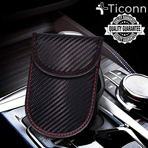 TICONN Faraday Cage Key Fob Protectors (2 Pack) - Carbon Fiber Texture, RFID Signal Blocking