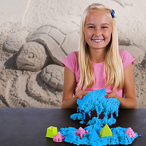 National Geographic Play Sand with Castle Molds and Tray (Blue), 2 lbs – Sensory Kinetic Activity
