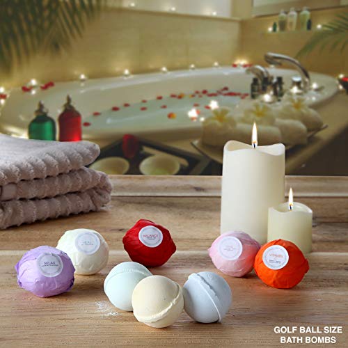 HanZá 8-Piece Bath Bomb Gift Set (Vegan) - Comforting Spa Fizzies for Women and Girls - Perfect for Adding to Bath Bubbles, Beads, Pearls and Flakes.