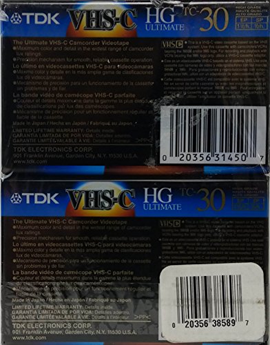 TDK VHS-C HG Ultra 214777 Standard-Play Cassette, 30 minutes