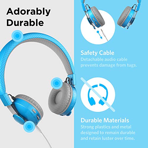 LilGadgets Untangled PRO Kids Premium Wireless Bluetooth Headphones with SharePort, Microphone and (Children) - Blue