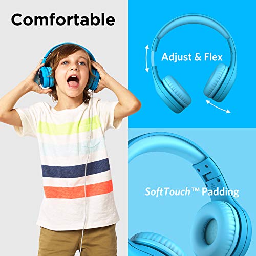 LilGadgets Connect+ Pro Kids Headphones with SharePort and Inline Mic (Blue)