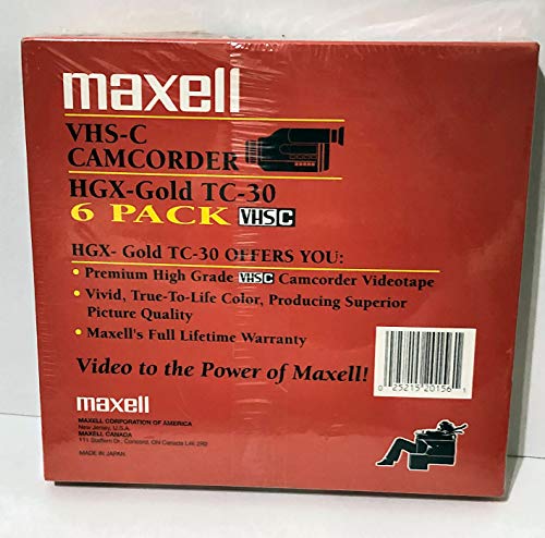 Maxell HGX-Gold TC-30 VHS-C Camcorder (6-Pack)