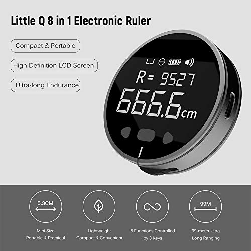 Vislone Electronic 8-in-1 Ruler (99m LCD Display) for Length Measurement, High Accuracy, Rechargeable, Long Standby.