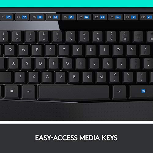 Logitech MK345 Wireless Keyboard & Mouse Combo - Full-Size, Palm Rest & Right-Handed Design - Black